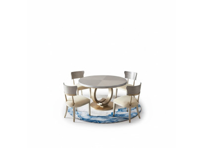 Complete dining room set round table + 4x armchairs