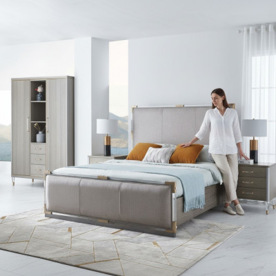 Luxury bedroom bed double beds wood 180x200cm Dubai hotel