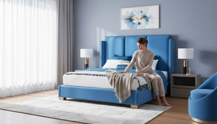 Bedroom luxury bed furniture 2x nightstand set beds Dubai hotel furniture