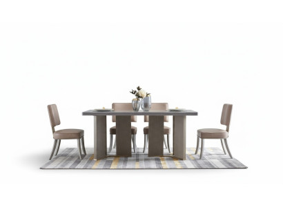 Complete dining room set table + 6 upholstered chairs luxury dining group