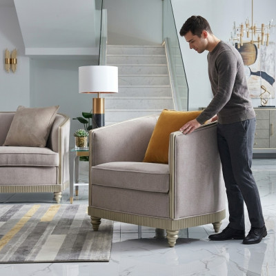 Armchair Single-seater Royal Chair Throne Upholstered Lounge Chairs Sofa Hotel