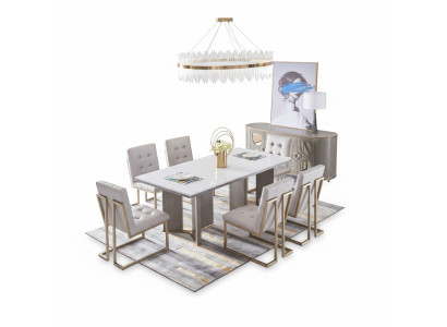 Complete dining room set 6x upholstered chairs sets