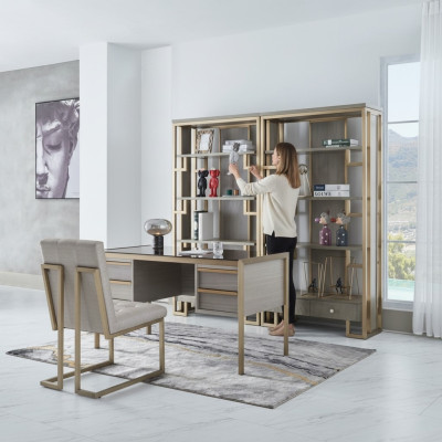 High-quality designer office furniture style set: table, armchair, display cabinet, 4-piece.