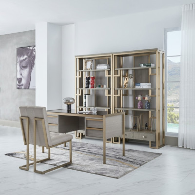 High-quality designer office furniture style set: table, armchair, display cabinet, 4-piece.
