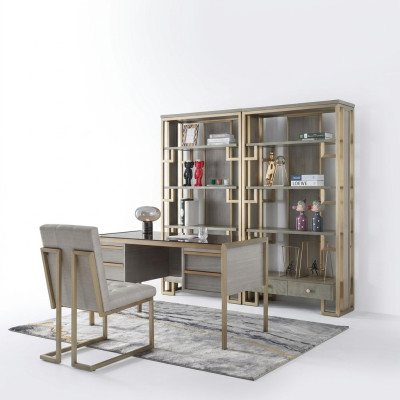 High-quality designer office furniture style set: table, armchair, display cabinet, 4-piece.