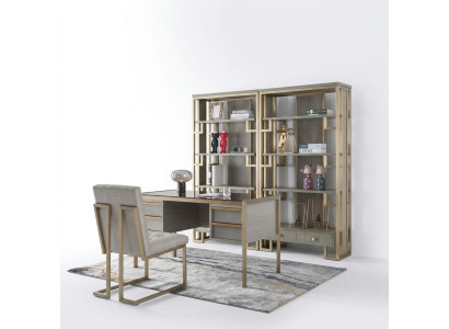 High-quality designer office furniture style set: table, armchair, display cabinet, 4-piece.