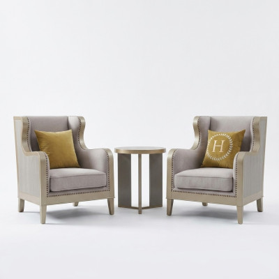 Armchair Set Upholstered Single-Seater 2x Lounge Club Design Chairs Luxury Furniture Hotel