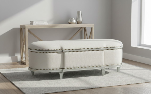 Oval ottoman trunk classic footstool footrest bench seat bench