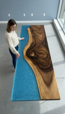 Epoxy resin dining table real decorative wood solid furniture waterfall epoxy table