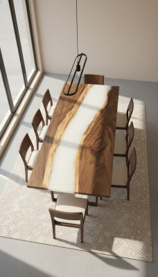 Waterfall epoxy table casting resin dining table epoxy resin real wood solid