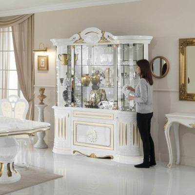 Display cabinet Italian furniture living room cupboard white gold glass cabinet cupboards new
