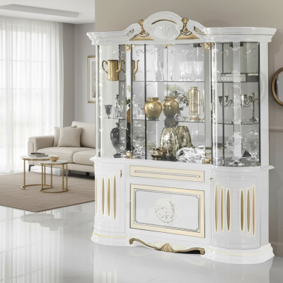 Display cabinet Italian furniture living room cupboard white gold glass cabinet cupboards new