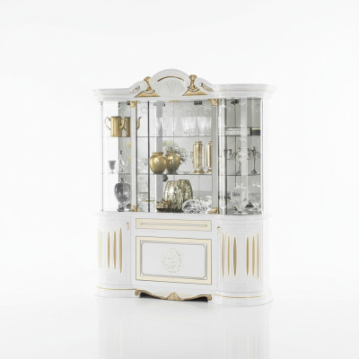 Display cabinet Italian furniture living room cupboard white gold glass cabinet cupboards new