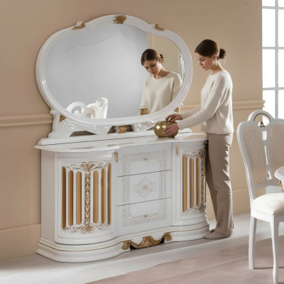 Classic dresser cupboard with mirror XXL cabinet sideboard Italian furniture