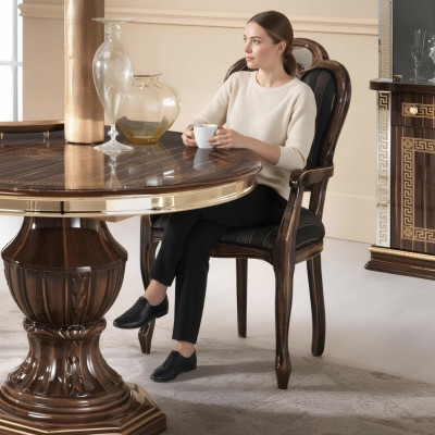 Chair with Armrest Luxury Design Chair Textile Furniture Single Seater Wooden Armchair New
