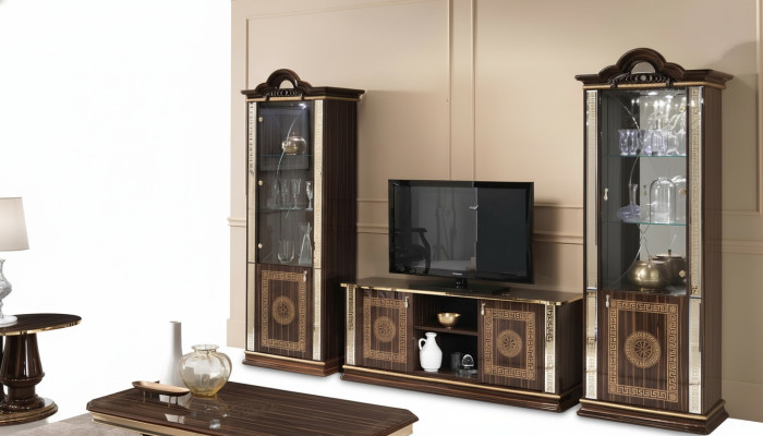 Italian living room wall furniture cabinet showcase rtv 3-piece set luxury tv display glass