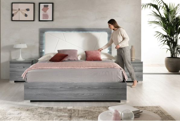 Luxury bed bedroom beds modern wood double sleeping bed gray 160x200 new
