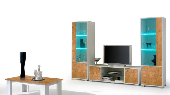 Wall unit 3-piece set. TV stand + 2x display cabinets. Italian design furniture, living room luxury furniture.