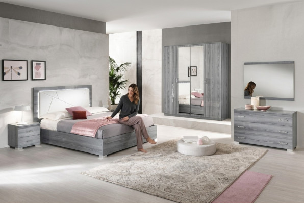 Italian furniture 4-piece bedroom set bed 2x nightstand wardrobe new