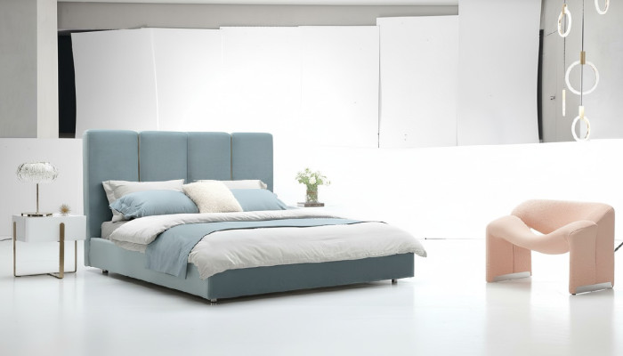 3-piece bedroom set: bed, 2 bedside tables, upholstered double bed hotel