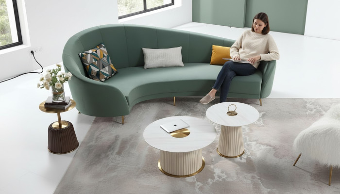 Round Sofa + Coffee Table Modern Sofa Living Room Coffee Table Furniture Complete Set