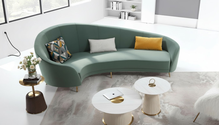 Round Sofa + Coffee Table Modern Sofa Living Room Coffee Table Furniture Complete Set