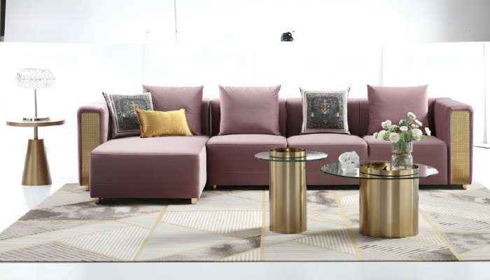 Corner sofa L-shape coffee table upholstery corner living room luxury furniture sofa couch 3-piece set