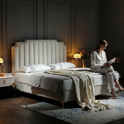 Bed Leather 2x Nightstand 3 Piece Bedroom Set Furniture Modern New Luxury Beds