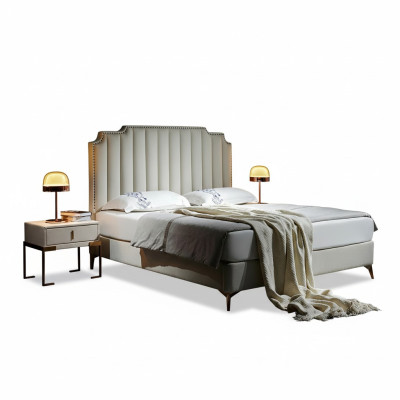 Bed Leather 2x Nightstand 3 Piece Bedroom Set Furniture Modern New Luxury Beds