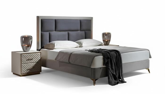 3-piece bedroom set: Bed, 2x nightstand consoles, double upholstered bed, hotel.