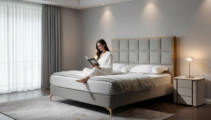 Design bed bedroom beds textile hotel luxury upholstery seat fabric furniture new