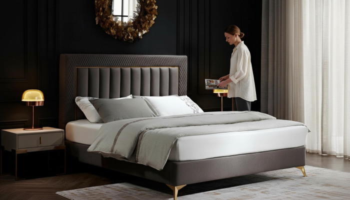 Double hotel beds furniture luxury bedroom bed upholstery design velvet double beds