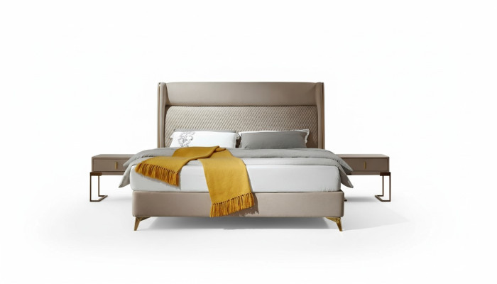 Bed 2x Nightstand 3-piece Bedroom Set Designer Hotel Furnishing Beds New