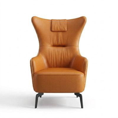 Orange armchair leather armchair 76 x 80 cm single-seater luxury design furniture