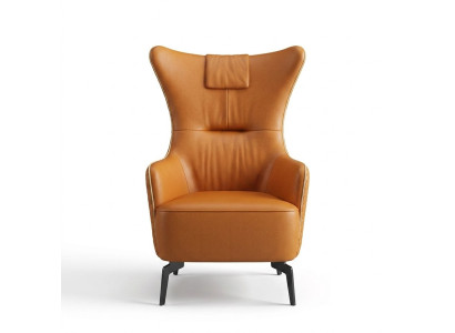Orange armchair leather armchair 76 x 80 cm single-seater luxury design furniture