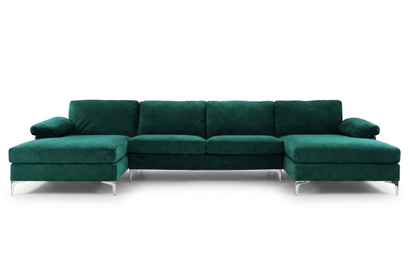 Green U-shaped corner sofa living landscape couch corner set design