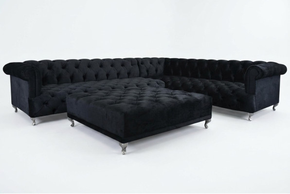 Chesterfield design corner sofa upholstered corner suite + ottoman corner couch