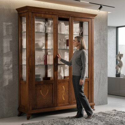 Showcase living room furniture sideboard solid wood display cabinet glass cabinet real wood