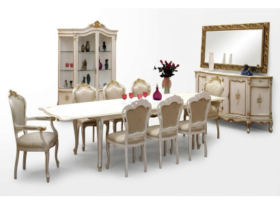 Complete set dining table 8x chairs dining room dining group wood suite tables 9 pcs