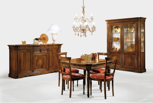 Dining room set dining table 4x chair sideboard display cabinet suite table group 7-piece furniture