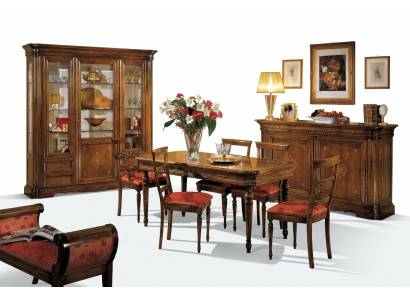 Dining Room Set 7pcs Wood Furniture Sideboard 4x Chair Table Display Cabinet New