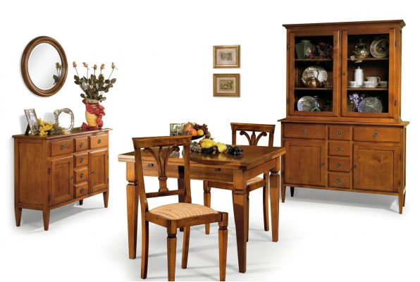 Dining Room Set 5-Piece Art Deco Chairs Dining Table Dresser Sideboard Wood Antique Tables