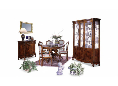 Set dining group wood sideboard complete dining table chairs dining room furniture Italy