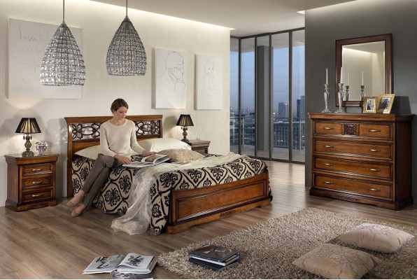 Bedroom bed nightstand beds hotel double set luxury design new 3-piece furniture