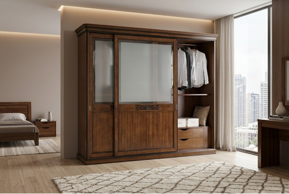 Sliding door wardrobe furniture furnishings wood Italian bedroom wardrobes