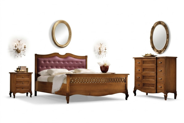 Bedroom bed nightstand double bed upholstered beds set group suite 3-piece.