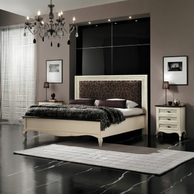 Bedroom bed nightstand double bed upholstered beds set group suite 3-piece set.