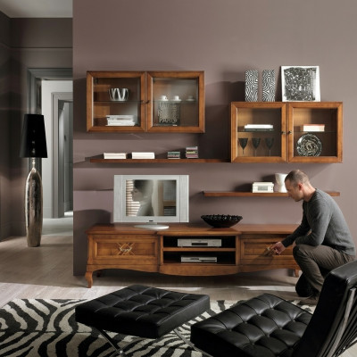 Living Room Set Display Cabinet TV Sideboard Coffee Table Sideboards Cabinet Wood New 7 pcs.
