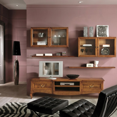Living Room Set Display Cabinet TV Sideboard Coffee Table Sideboards Cabinet Wood New 7 pcs.