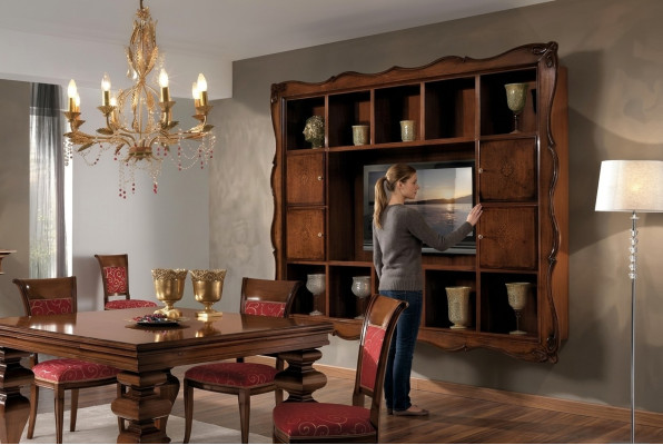 Living room wall cabinet display case wood living room furniture TV cabinet wall design new